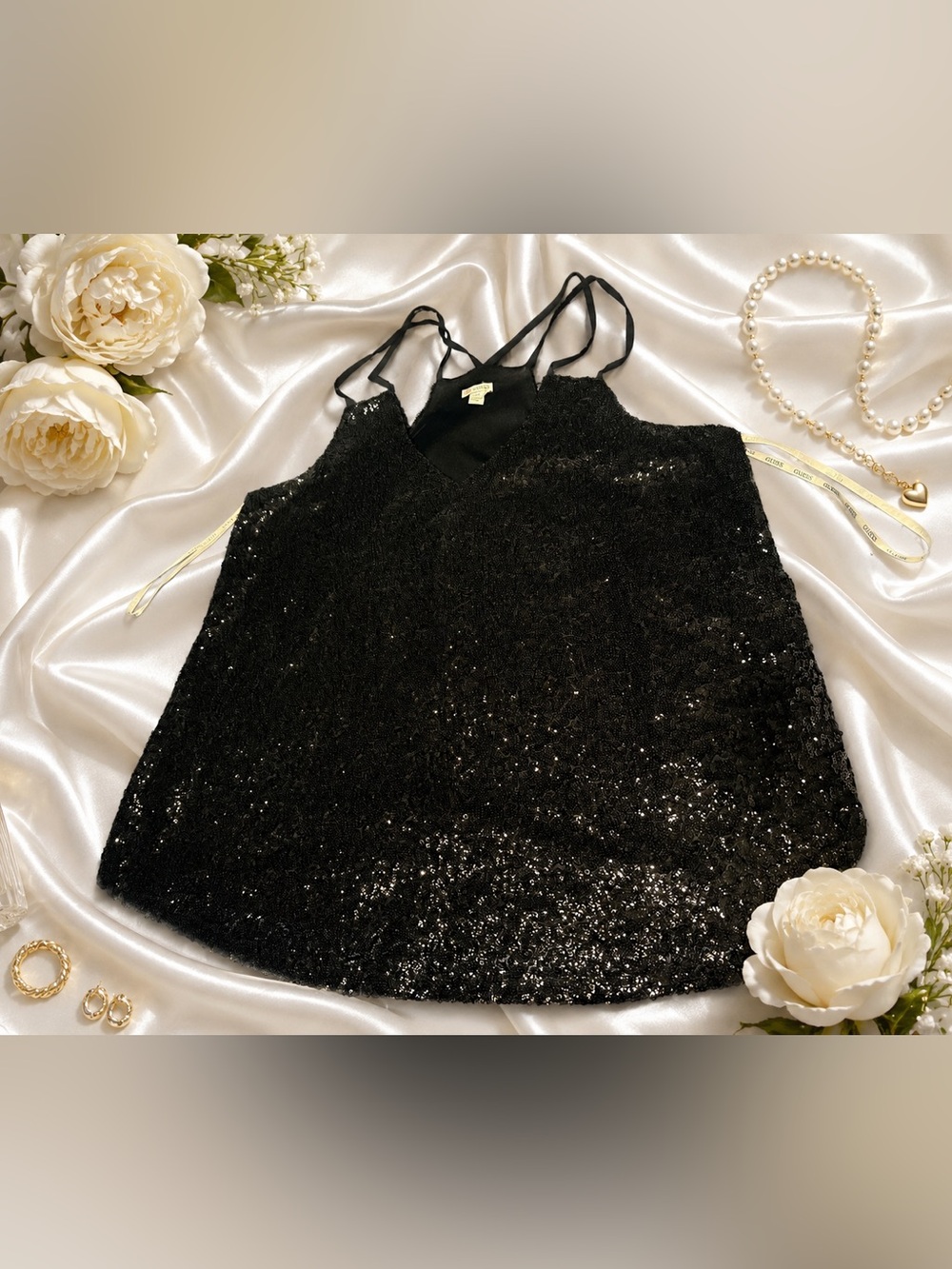 Guess Black Sequined Strappy Camisole